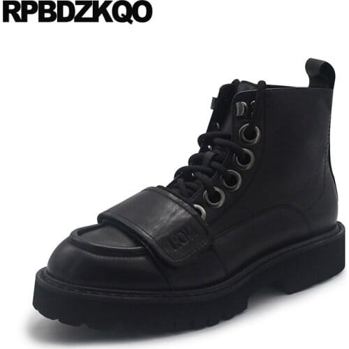 Camouflage combat booties patchwork thick soled army high sole military black italian canvas designer shoes men quality boots