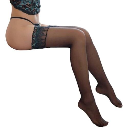 Women Stay Up Stockings Silicone Lace Top Hold Up Thigh High Stockings Sexy Calze Stripe Stocking Peacock Feathers Medias