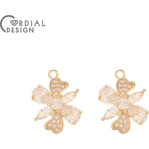 Cordial Design 40Pcs 15*20MM Jewelry Accessories/Hand Made/DIY Making/Flower Shape/CZ Charms/Jewelry Findings & Components