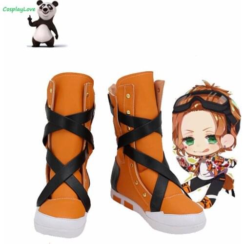 CosplayLove Twisted Wonderland Octavinelle Jade Leech Orange Shoes Cosplay Long Boots Leather Custom Made