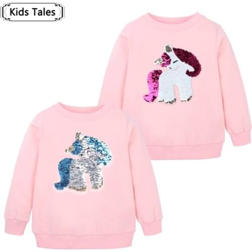 Baby Girls Long Sleeve Children Magic Sequin Reversible Cotton Casual Autumn Clothing Fashion Clothes SC193