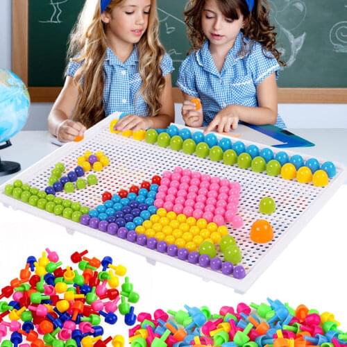 Children Toys Puzzle Peg Board With 96 Mushroom Pegs Model Kits Educational Building Toy for Kids Gift Random Color AC889