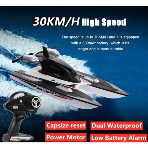 Electric 30KM/H High Speed Racing Boat With Dual Motor Waterproof Capsize Reset Multi-Function Low battery warn Boat Toy Model