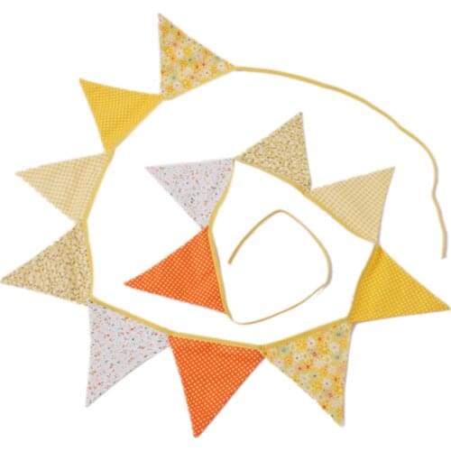 Flags 230cm Colorful Cotton Fabric Bunting Pennant Flag Banner Garland Wedding/Baby Birthday/Christmas Party Decoration