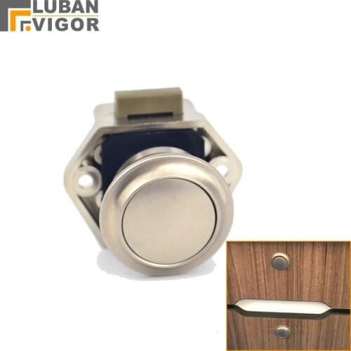 P01-B,Cabinet Button Lock,Ship ,Yacht ,RV,Caravan Push Lock,Hole diameter 26mm,Door Thickness: 15-27mm,2 pcs, Furniture locks