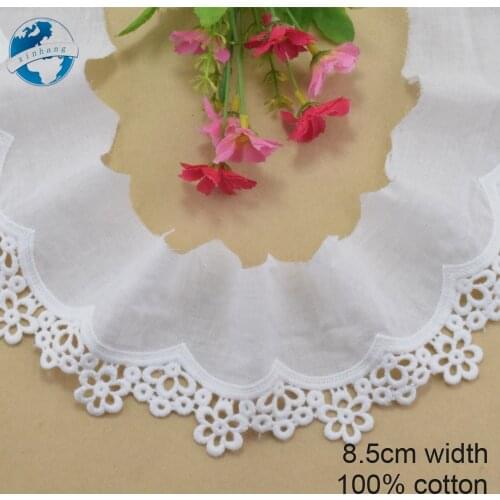8.5cm wide 100% Cotton embroid lace sewing ribbon guipure trim wedding decoration DIY dolls colthes Accessories lace edge#4044