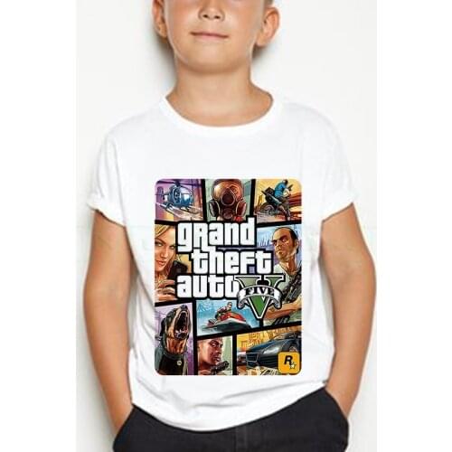 Grand Theft Auto Game GTA 5 Boys' clothes Summer T Shirts Cool GTA5 Children TShirt Colorful Print T-shirt in Tee Funny clothing
