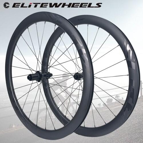 ELITEWHEELS Road Disc Carbon Wheels 45mm Width 27 Depth Center Lock 6 Bolt Lock Hub 24-24H For Cyclocross Road Cycling Wheelset