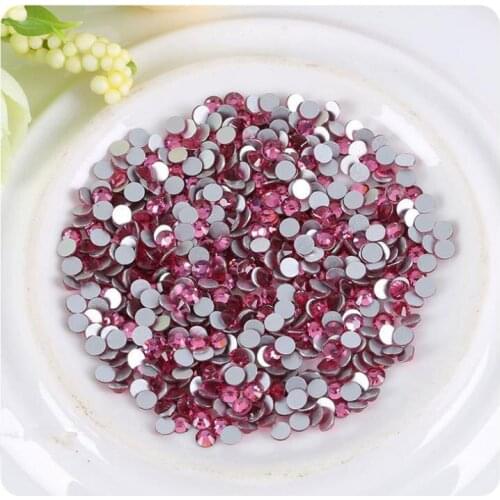 Glue on Rose color Rhinestones ss3-ss30 Flat Back Non HotFix Nail art Rhinestone 3D Glass Nail Art Decorations Mix Rhinestone