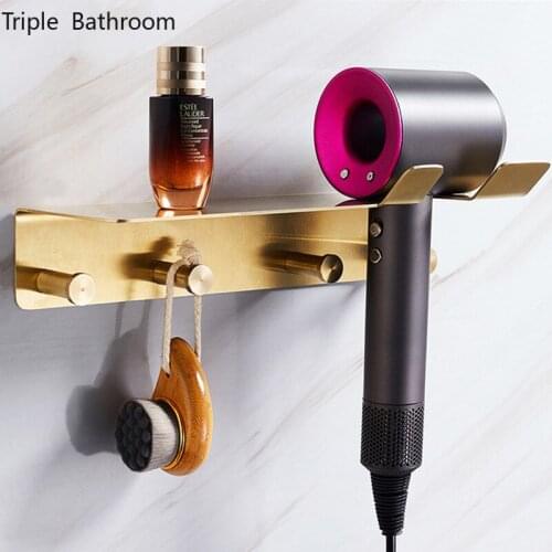 Creative Hair Dryer Storage Rack Stainless Steel Punch-free Bathroom Hook Up Shelf Household Storage Holder Accessories