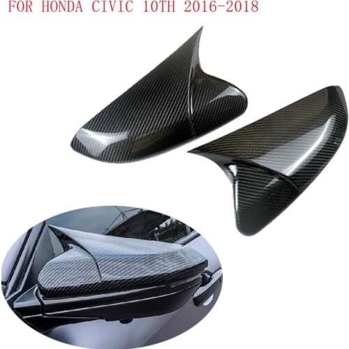 Car Rear View Side Mirror Cover Rearview Mirror Cap For Honda Civic 10th 2016~2018 Real Carbon Fiber Side Wing Door Mirror Cover