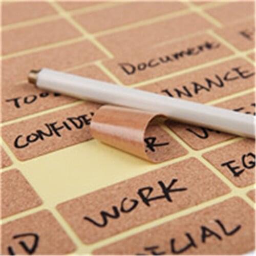 Square/Round Waterproof Wooden Label Sticker Marker Pen Writing Cork Self-adhesive Paper Office School Stationery Sticker