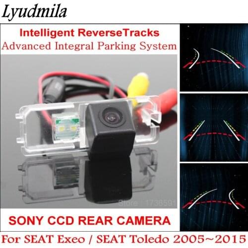 Lyudmila AUTO Dynamic trajectory Moving Guide Lines HD CCD Car Parking Rear view Camera FOR SEAT Exeo / SEAT Toledo 2005~2015