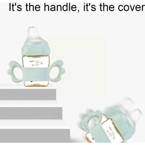 Baby Cute Safety Silicone Feeding Bottle Handle Feeding Cups Leakproof Infant Training Baby Mouth Wide Safe Drinking Suppli R7N5