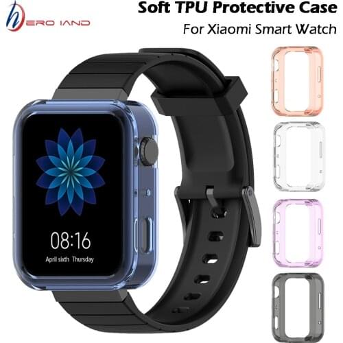 Soft TPU Protection Silicone Full Case Cover For Xiaomi Smart Watch Smartwatch Accessories TPU Case for Xiami mi Watch Shell