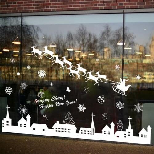 2020 NEW Christmas Snowflakes Reindeer Wall Stickers Vinyl DIY Wall Decals For Shop glass window Decoration stickers
