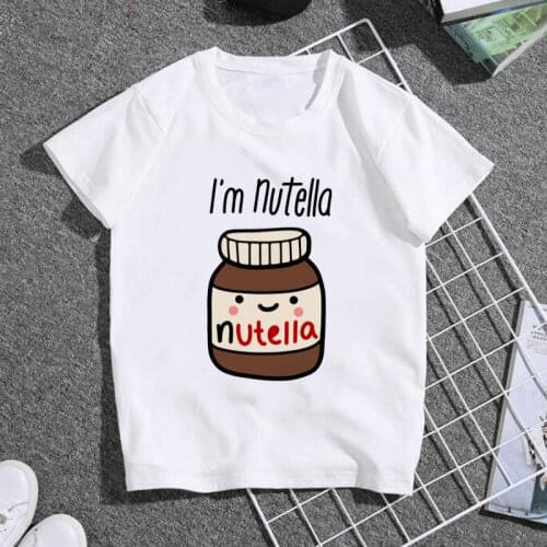 Cartoon New 24M-9T Chocolate Sauce NutElla Cute Graphic Kids Clothes Casual T Shirt Girl Short Sleeve Tops For Girls Tshirt Boy