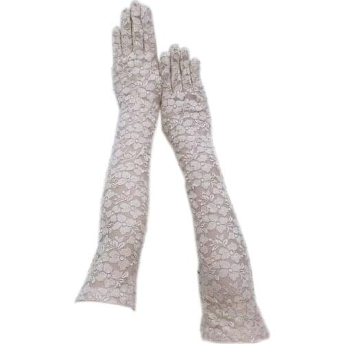 Gloves Spring Ladies Arm Fashion Lace Hollow Gloves Sunscreen Outdoor 50cm Beautiful Banquet Summer Autumn Red Beige Black 2021
