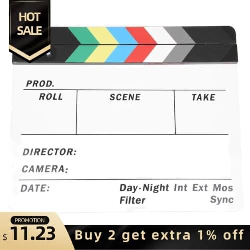 Professional Colorful Clapperboard Clapper Board Acrylic Dry Erase Director TV Movie Film Action Slate Clap Handmade Cut Prop