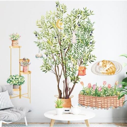 Plant Wall Stickers Flowers Potted Living Room Bedroom Backdrop Wall Decoration Sofa Corridor Skirting Line Self Adhesive Decals