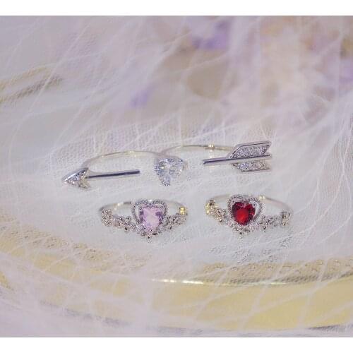 14k Real Gold Design S925 Silver Micro Inlaid Zircon Color Love Exquisite One Arrow Through The Heart Two Finger Ring For Women