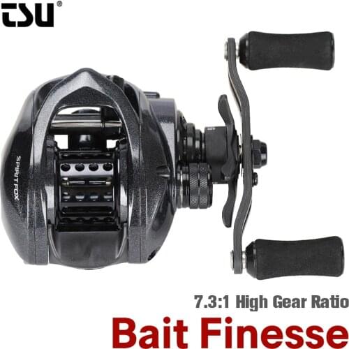 TSURINOYA 142g Ultra-light Bait Finesse Carbon Baitcasting Fishing Reel SPIRIT FOX 50 7.3:1 Automatic Sound System Casting Reel