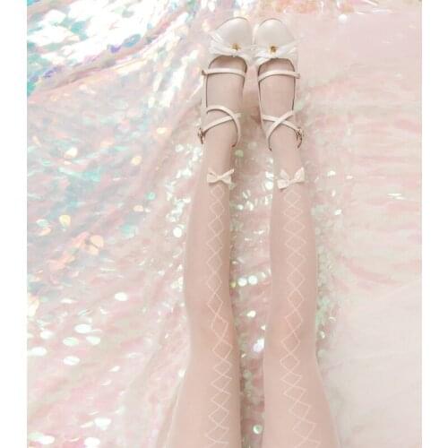 Japanese-style Stripes Bow Lolita Silk Stockings Mori Girl Line Retro Lolita Students Patyhose Stockings