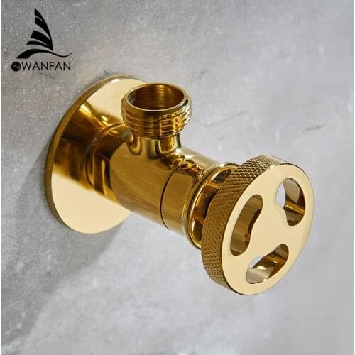 Faucet Replacement Parts 1/2" x 1/2" Black Brass Angle Stop Valve Filling For Faucet and Toilet Triangle Valves Water Stop20J01K