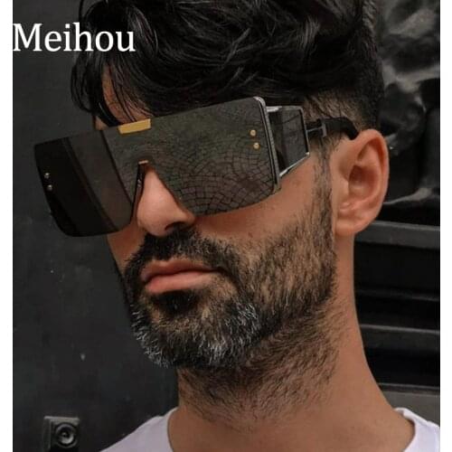 Vintage Square Oversized Mens Sunglasses Luxury Brand Designer Black Shield Sunglasses Men Women Fashion Punk Shades UV400