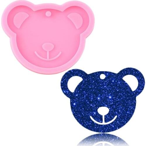Super Glossy Bear Head Silicone Mold DIY Craft Keychain Making Molds Pendant Polymer Clay Necklace Jewelry Epoxy Crafting Mould