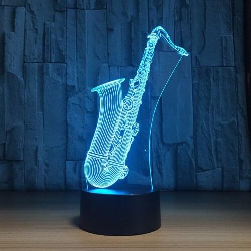 2018 New LED Night Light Saxophone USB 3D Lamp 7 Colors Touch Sensor 3D Bedroom Lights Atmosphere Decoration Music Gift
