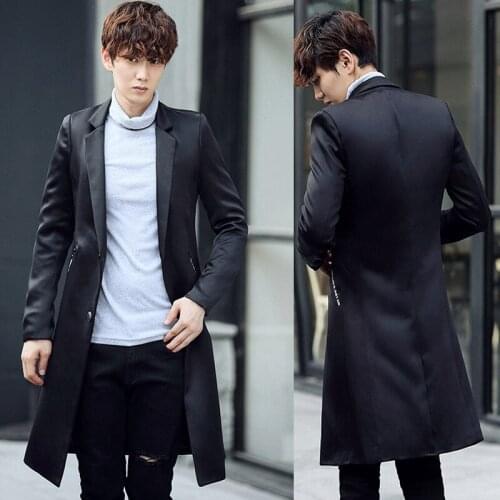 New Arrival Fashion High Quality Spring And Autumn Suit Collar Windbreaker Men Overcoat Long Jacket Casual Size MLXL XXL 3XL 4XL