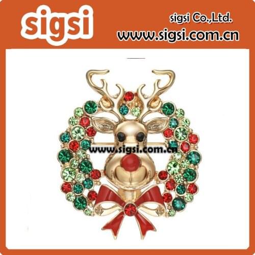 100pcs/lot 55mm Multicolor Rhinestone Deer Christmas Pendant
