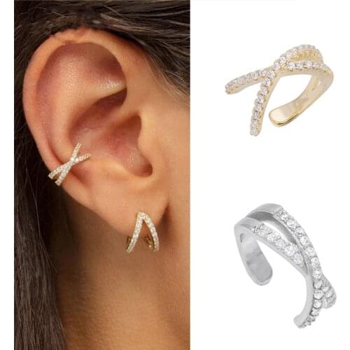 2020 Earrings Silver Color Ear Climbers For Women 1pcs Lovely Zircon Clip On Earrings Gold Color No Piercing Earrings Jewelry