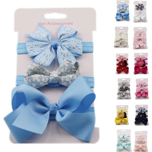 3pcs/set Elastic Flower Headbands for Baby Girls Hair Accessories Baby Girls BowsTurban Skinny Stretchy Rubber Hair band