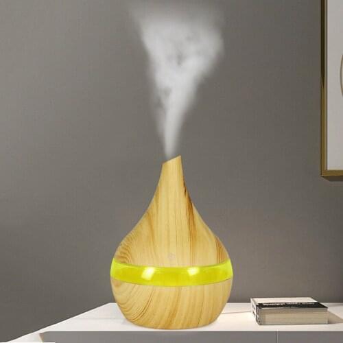 300ML USB humidifier Electric Aroma Essential Diffuser Wood Grain Ultrasonic Air Mist Maker LED Colors Lights Home Office Car