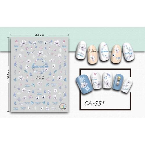 3D Nail Sticker Girl Manicure Decals Decoration Stickers for Nails Light Color Beautiful Flowers Nail Art Sticker Accessories