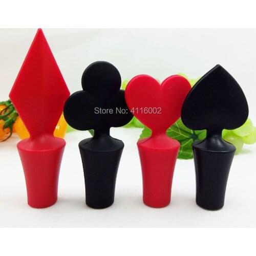 4Pcs/Set Bar Tool Poker Shaped Silicone Vacuum Sealed Wine Bottle Stopper Kitchen Wine Champagne Stopper