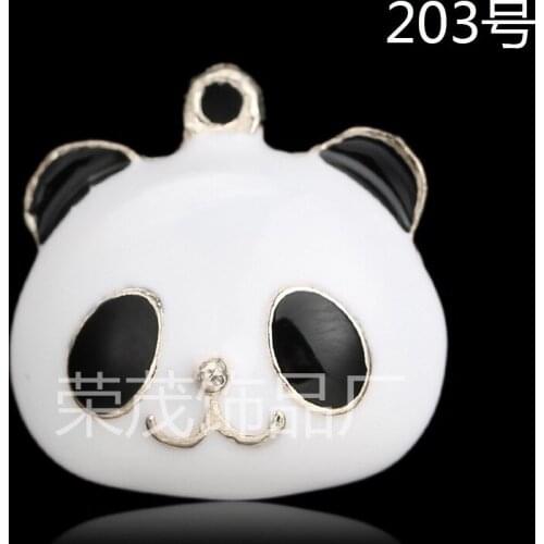 50pcs/lot Cute Black&White Bear Panda Animals Metal Gold color Enamel Charms for DIY Bracelet Necklace DIY