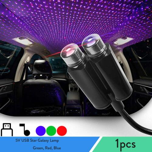 5V USB Star Galaxy Lamp Dual Color Sound Activated LED Starry Sky Night Light for Car Roof Interior Atmosphere Ambient Projector