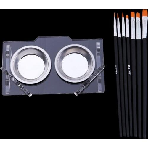 7 Plastic Fine Pointed Tip Paint Brush &Trays for Model Painting Hobby Craft