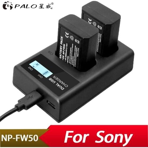 PALO NP-FW50 NPFW50 np fw50 2000mAh Camera Battery +LCD Charger For Sony Alpha a6500 a6300 a7 7R a7R a7R II a7II NEX-3 NEX-5 etc