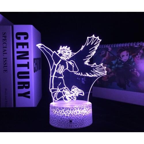 Anime Haikyuu Acrylic LED Night Light Shoyo Hinata Figure for Kids Bedroom Decor Nightlight Child Cool Gift Manga Table Lamp