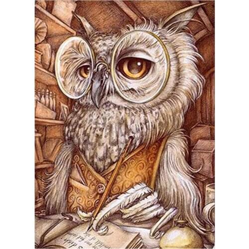 5D DIY owl retro Diamond Painting Full animal New Sticking Drill Cross Embroidery simple Retro style Home Decorative