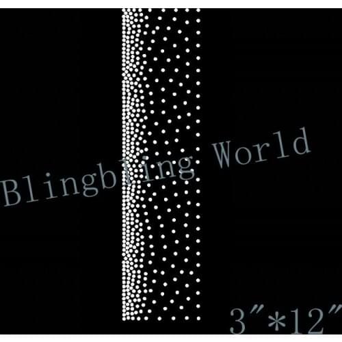 Free shipping 3"*12" strip cheer bow strips Rhinestone Iron On Transfer Hot Fix Bling