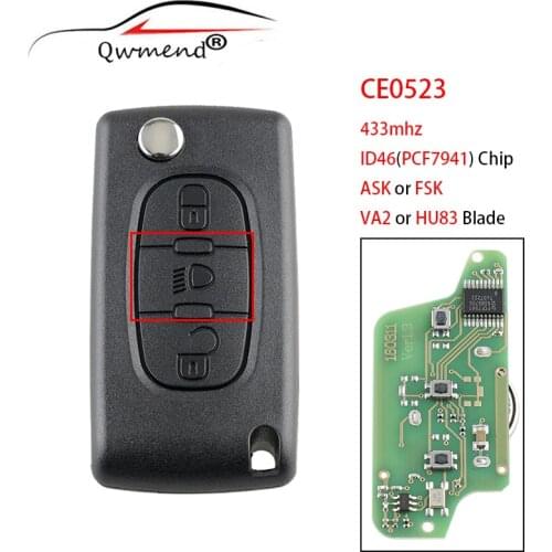 CE0523 3BUT Lamp Car Remote Key for Citroen C2 C3 C4 C5 Berlingo Picasso for Peugeot Partner 807 207 307 308 407 Flip Key