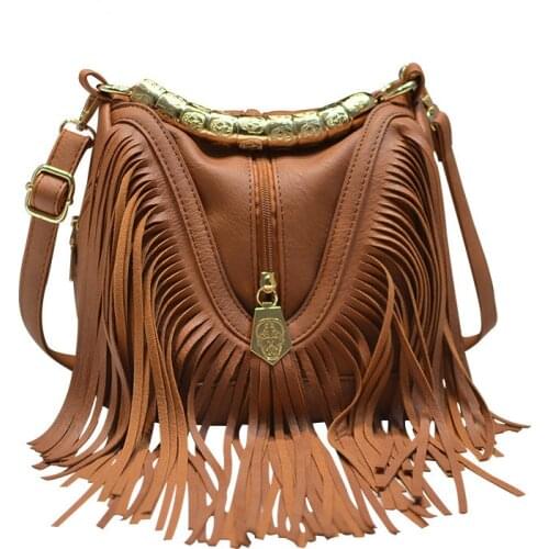 European and American fashion popular bucket tassel handbag, one shoulder cross-slung bag