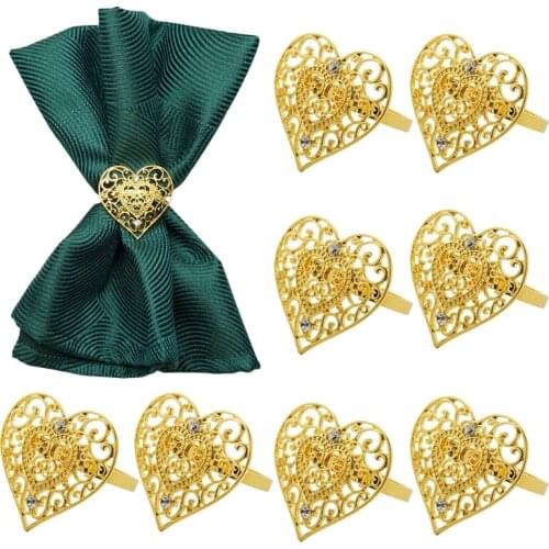 Valentines Day Napkin Rings 8pcs, Heart Napkin Ring Holders, Dinner Tables Ring