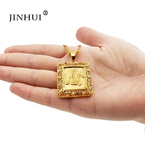 JINHUI fashion New women gold color Square necklaces pendant 45cm chain Giving girl Friend gifts Party wear Jewelry