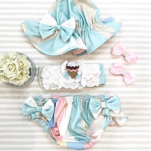 Fashion Toddler Kids Baby Girl Summer Flower 3pcs Bikini set Swimsuit Swimwear Bathing Swimming Set